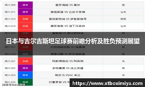日本与吉尔吉斯坦足球赛前瞻分析及胜负预测展望